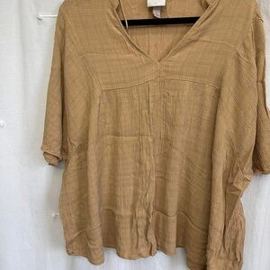 Knox Rose Tan 3/4 Sleeve Boxy Blouse